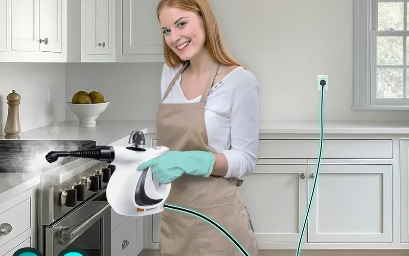 Dampfreinigung am Herd mit langem Kabel