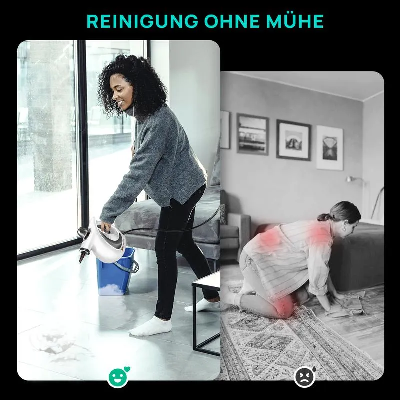 Reinigung ohne Mühe im Vergleich zum Schrubben
